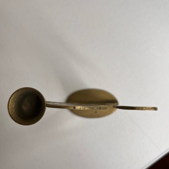 Vintage Brass Angel Candlestick Holder Made in Korea 7.5 Inches Tall Patina - Picture 4 of 10